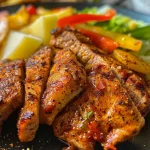 ['Close-up view of a creamy Fajita Hähnchen Auflauf with colorful peppers and chicken pieces.', 'Side profile of a baked Fajita chicken casserole featuring vibrant vegetables and melted cheese.', 'Juicy Fajita Hähnchen Auflauf displaying red, yellow, and green bell peppers on a creamy base.', 'Deliciously layered Fajita chicken bake topped with golden melted cheese and fresh ingredients.']