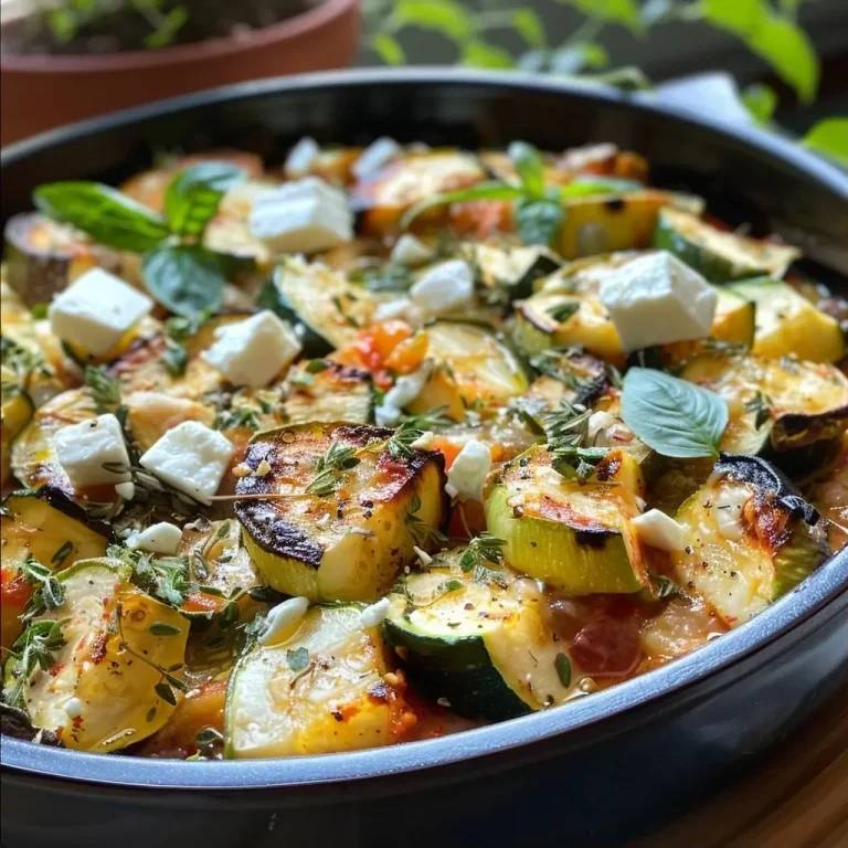 ['Close-up of oven-roasted Feta Kartoffeln with colorful vegetables.', 'Juicy Feta Kartoffeln Ofengemüse featuring zucchini, peppers, and herbs.', 'Side view of a vibrant dish with roasted potatoes and feta cheese.', 'Delicious medley of Feta Kartoffeln and fresh veggies, beautifully arranged.']