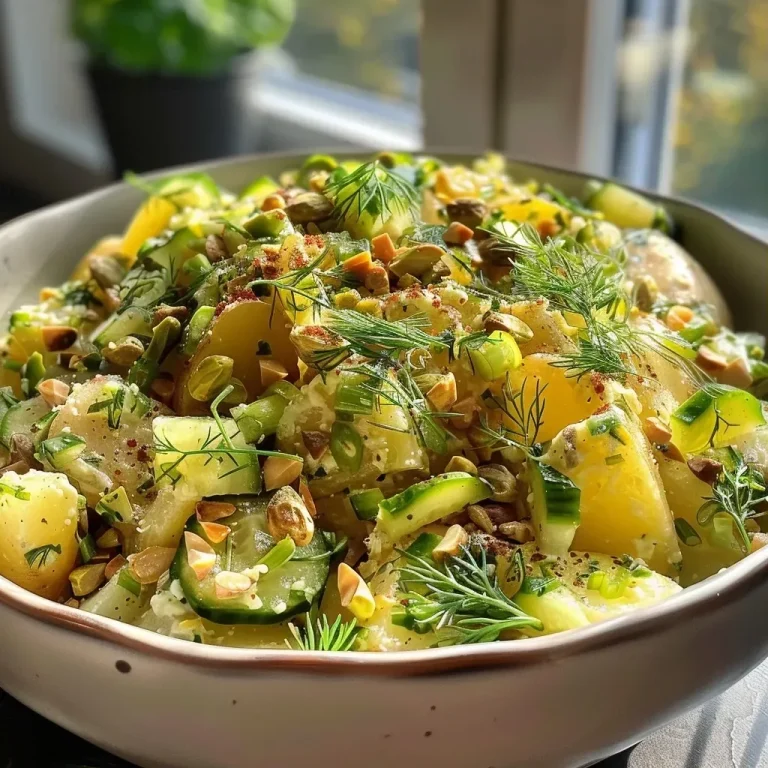 ['Close-up of roasted potato salad featuring quartered gold potatoes, green onions, and cucumbers.', 'Side view of a vibrant roasted potato salad with chopped pistachios, fresh herbs, and creamy dressing.', 'Detailed shot of a delicious potato salad, highlighting the texture of roasted potatoes and colorful vegetables.', 'Close-up view showcasing roasted potatoes mixed with fresh dill, parsley, and topped with a creamy dressing.']