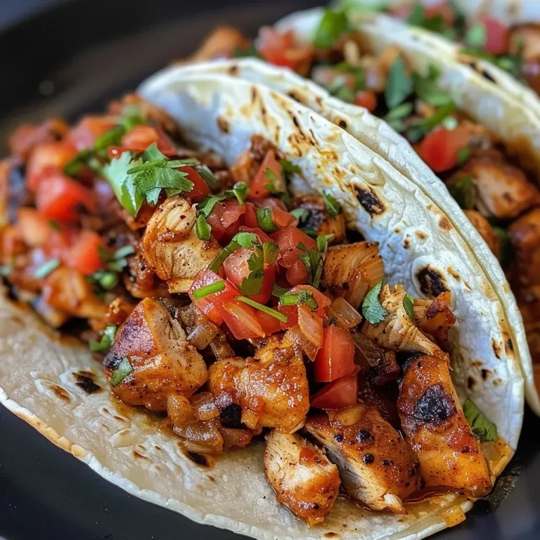 ['Close-up of juicy crockpot chicken tacos garnished with fresh ingredients.', 'Side view of shredded chicken tacos made in a slow cooker, topped with salsa.', 'Delicious healthy taco filled with tender chicken and vibrant toppings.', 'Appetizing close-up of crockpot chicken tacos served on a plate.']