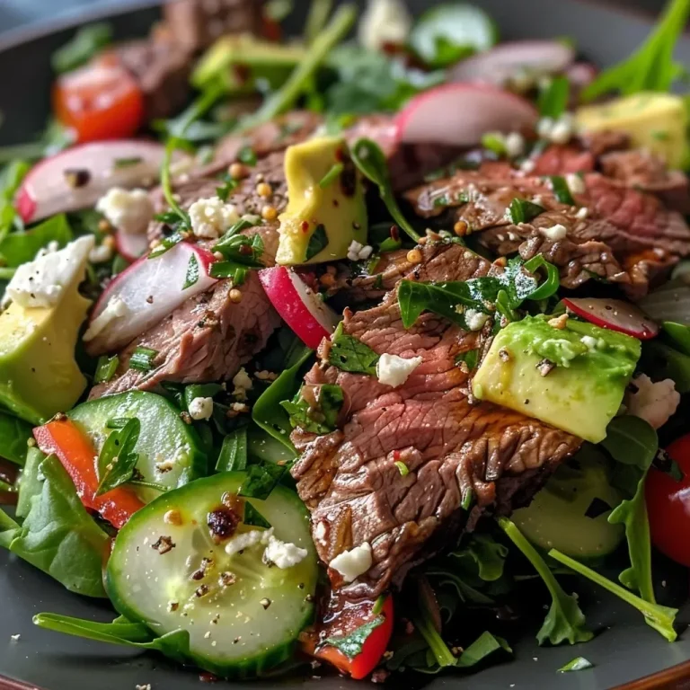 ['Close-up of a vibrant low-carb beef salad featuring lean cuts of beef and fresh vegetables.', 'Side view of a healthy beef salad with colorful ingredients like greens, tomatoes, and avocado.', 'Juicy low-carb beef salad with mixed greens, bell peppers, and a drizzle of olive oil.', 'Detailed shot of an appetizing beef salad topped with cheese and hard-boiled eggs.']