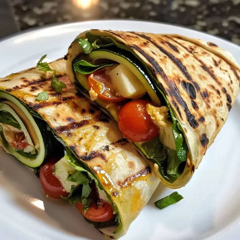 ['Close-up view of a grilled zucchini wrap with vibrant ingredients.', 'Side view of a succulent zucchini wrap filled with fresh vegetables.', 'Juicy grilled zucchini wrap showcased with cherry tomatoes and greens.', 'Detailed image of a zucchini wrap, highlighting its colorful filling.']