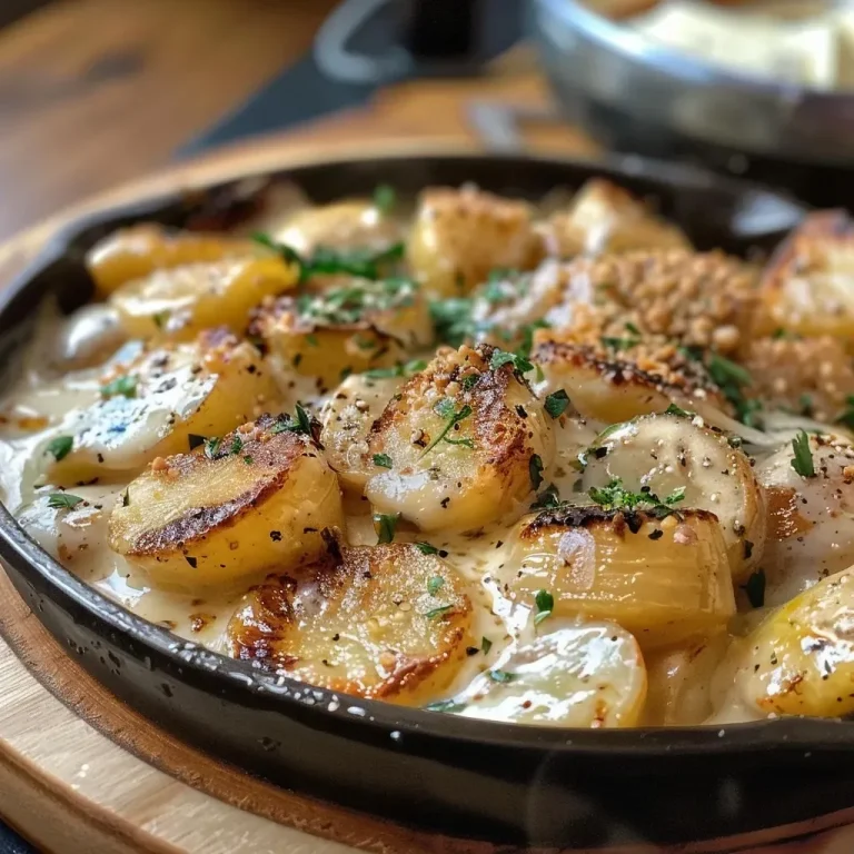 ['A close-up view of a savory chicken and potato skillet dish with creamy pasta.', 'Juicy diced chicken and golden potatoes in a pan, topped with herbs and served with rigatoni.', 'A delicious chicken and potato skillet meal, featuring rigatoni pasta and creamy sauce.', 'A side view of a flavorful chicken dish with potatoes and pasta, garnished with fresh parsley.']