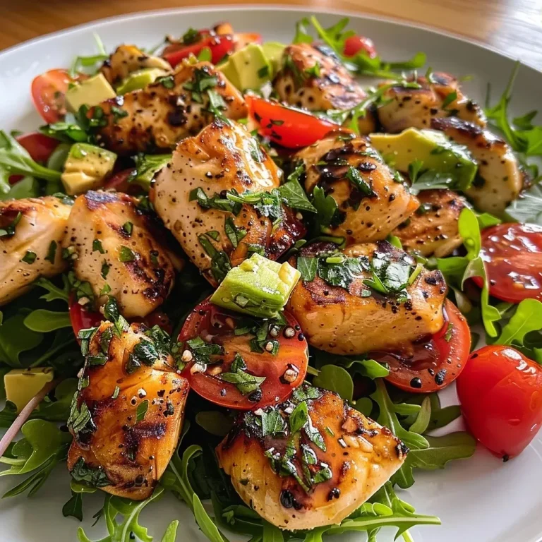 ['Close-up view of a juicy chicken salad with colorful vegetables and toppings.', 'Side angle photo of a vibrant chicken salad featuring fresh greens and avocado.', 'Detailed shot of a delicious chicken salad topped with feta cheese and cherry tomatoes.', 'Juicy chicken salad in a bowl, showcasing a variety of fresh ingredients.']