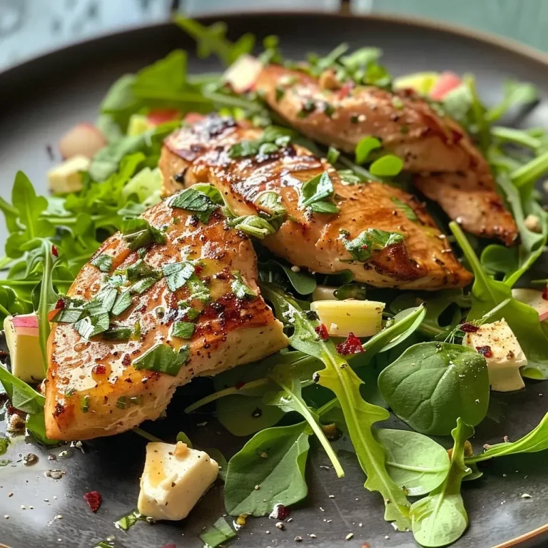 ['Juicy chicken salad with peaches and pecans in a close-up view.', 'A vibrant summer chicken salad featuring sliced peaches and nuts.', 'Colorful Hähnchensalat garnished with fresh ingredients and served in a bowl.', 'Close-up of a refreshing chicken salad with peaches and crunchy toppings.']
