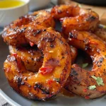 ['Close-up view of juicy Hawaiian garlic shrimp in butter sauce.', 'Side view of succulent cooked shrimp garnished with parsley in a rich garlic butter sauce.', 'Detailed shot of flavorful garlic shrimp served in a buttery sauce with herbs.', 'Appetizing Hawaiian garlic shrimp glistening in a golden butter sauce.']