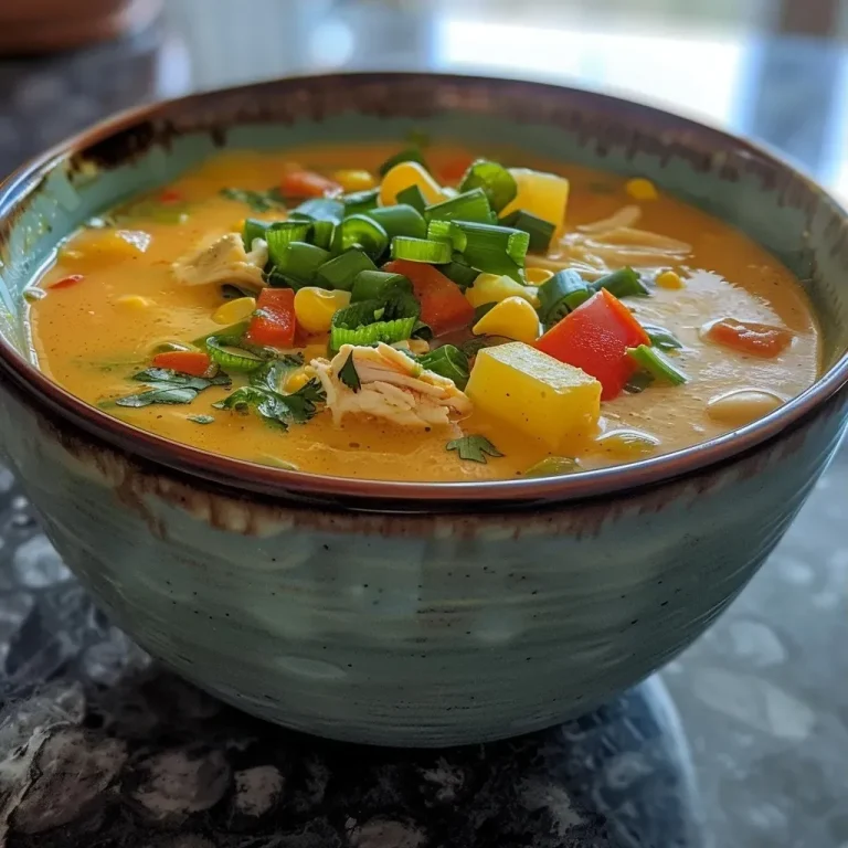 ['A close-up of a bowl of summer vegetable chicken soup, featuring colorful vegetables and shredded chicken.', 'A side view of a vibrant chicken and vegetable soup, highlighting fresh ingredients like yellow squash and orange bell pepper.', 'A detailed image of a hearty soup with chunks of chicken, beans, and garnishes like scallions and cheese.', 'A richly colored soup filled with summer vegetables, showcasing juicy chicken and topped with sour cream.']