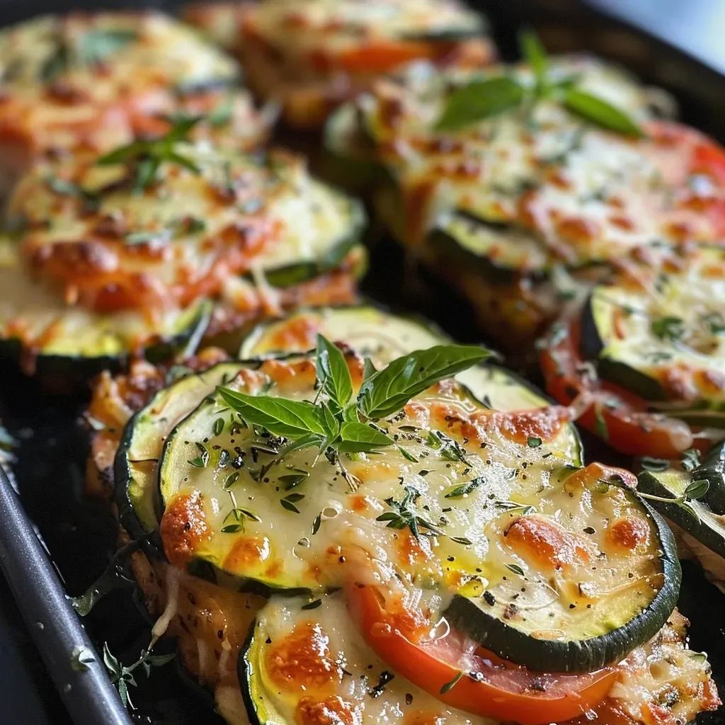 ['Close-up view of a baked Hühnchen Zucchini Auflauf with juicy chicken and fresh vegetables.', 'Side angle of a delicious Hühnchen Zucchini Auflauf featuring melted mozzarella and vibrant zucchini slices.', 'Tasty Hühnchen Zucchini Auflauf showcasing chicken pieces and cherry tomatoes, garnished with parsley.', 'A hearty serving of Hühnchen Zucchini Auflauf highlighting golden-brown cheese and colorful veggies.']