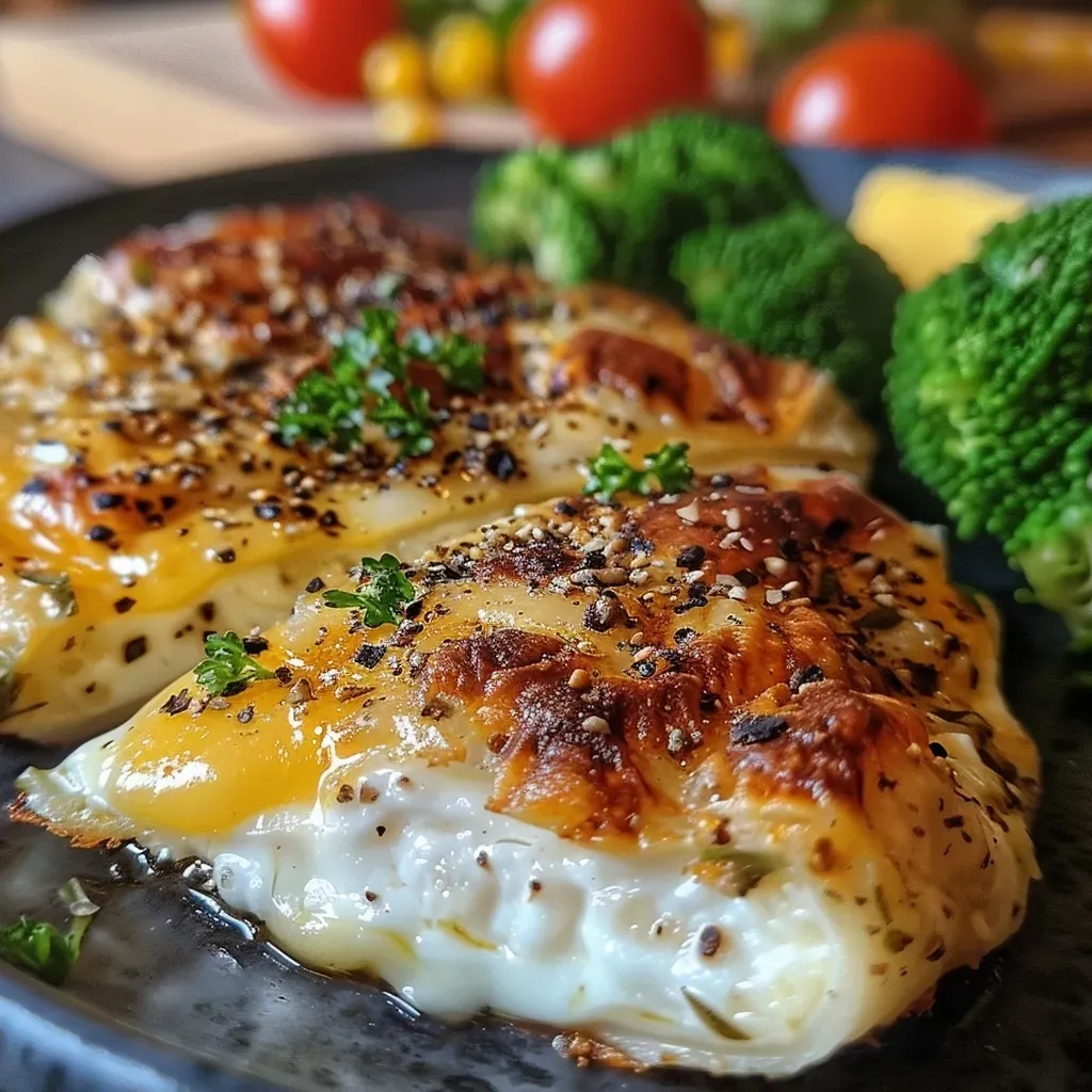 ['Side view of a baked Hüttenkäse-Brokkoli-Auflauf with a golden crust and broccoli pieces.', 'Close-up image of a delicious Hüttenkäse-Brokkoli casserole, highlighting its creamy texture and green broccoli.', 'Appetizing side shot of Hüttenkäse-Brokkoli-Auflauf, showcasing the melty cheese and baked edges.', 'Colorful close-up of a broccoli and cottage cheese casserole, emphasizing its golden-brown top and green vegetables.']