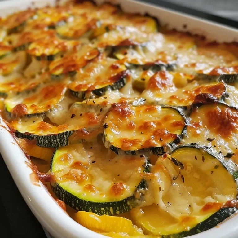 ['Side view of a golden-brown Kartoffel-Zucchini-Gratin, showcasing layers of potatoes and zucchini.', 'Close-up shot of a creamy Kartoffel-Zucchini-Gratin with melted cheese on top, garnished with herbs.', 'A delicious slice of Kartoffel-Zucchini-Gratin, highlighting its fresh ingredients and baked texture.', 'Juicy, cheesy Kartoffel-Zucchini-Gratin displayed in a baking dish, emphasizing its appetizing layers.']