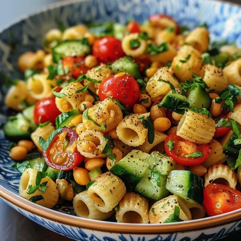 ['Close-up view of a bowl of chickpea pasta with cherry tomatoes, cucumber, and avocado drizzled with olive oil.', 'Side view of a vibrant chickpea pasta dish featuring sliced cherry tomatoes, cucumber, and avocado.', 'Detailed shot of colorful chickpea pasta topped with fresh cherry tomatoes and avocado in olive oil.', 'Close-up of a hearty chickpea pasta plate showcasing fresh vegetables and a glossy olive oil finish.']