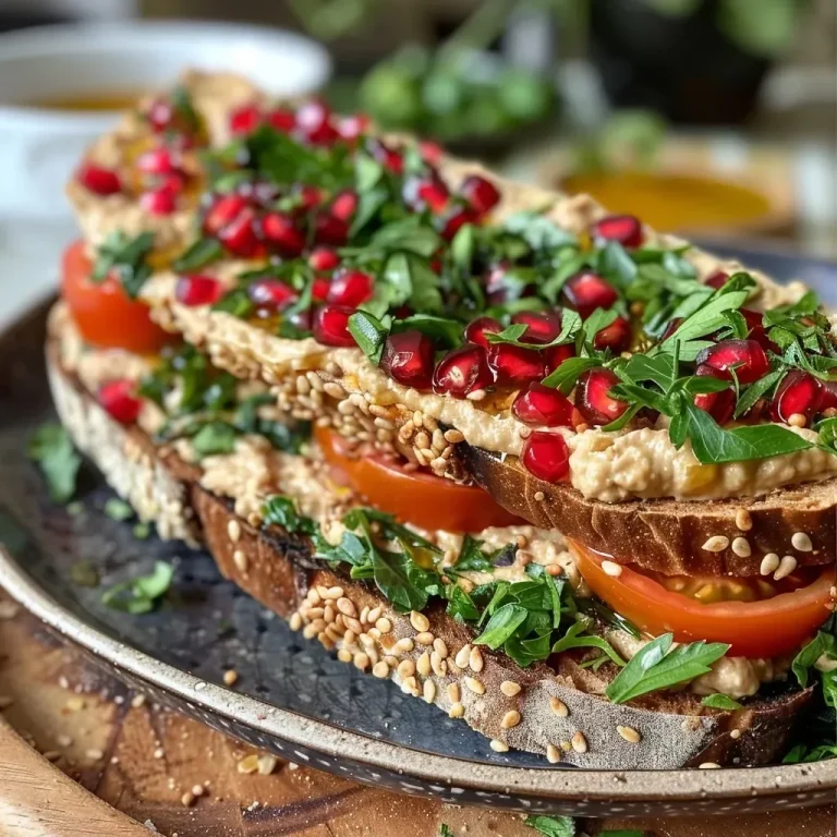 ['Close-up view of a Kichererbsen sandwich showcasing chickpeas and fresh toppings.', 'Side view of a succulent Kichererbsen sandwich with vibrant ingredients stacked high.', 'Detailed shot of a delicious Kichererbsen sandwich filled with herbs and vegetables.', 'Tasty Kichererbsen sandwich featuring tahini and a colorful array of toppings.']