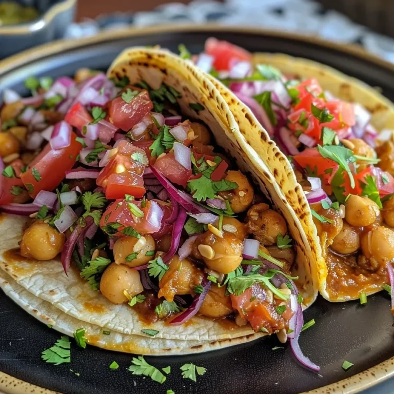 ['Close-up view of colorful Kichererbsen Tacos filled with fresh ingredients.', 'Side angle of delicious Kichererbsen Tacos showcasing vibrant toppings.', 'Juicy Kichererbsen Tacos with a variety of fresh vegetables on a plate.', 'Appetizing Kichererbsen Tacos displayed with avocado and lime slices.']