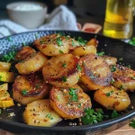 ['Juicy, crispy chicken thighs with colorful roasted vegetables arranged on a plate.', 'A close-up view of golden-brown chicken legs next to vibrant zucchini, carrots, and potatoes.', 'Deliciously cooked chicken thighs served alongside fresh, roasted seasonal vegetables.', 'Succulent chicken pieces with a side of colorful and healthy oven-roasted vegetables.']