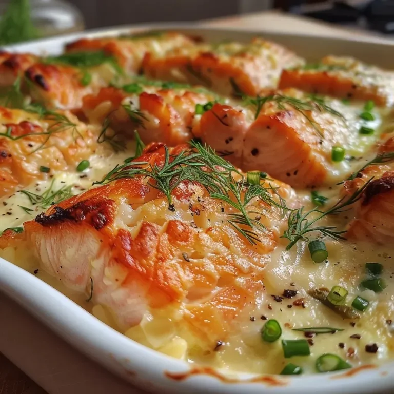 ['Close-up side view of a creamy Lachs-Sahne-Gratin with visible salmon and herbs.', 'A tantalizing Lachs-Sahne-Gratin served in a dish, showcasing layers of salmon and sauce.', 'Detailed side view of baked Lachs-Sahne-Gratin, highlighting its golden top and rich texture.', 'Juicy Lachs-Sahne-Gratin featuring salmon fillets and creamy sauce, presented elegantly.']