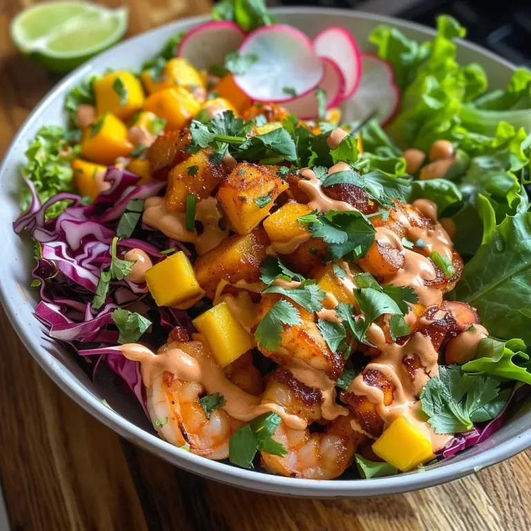 ['A close-up side view of Paleo Chipotle Shrimp Lettuce Wraps filled with colorful ingredients.', 'Juicy shrimp wrapped in butter lettuce, garnished with mango and cilantro sauce.', 'A vibrant display of shrimp and vegetables in lettuce, drizzled with a mango sauce.', 'Fresh and colorful Paleo Chipotle Shrimp Lettuce Wraps on a plate.']