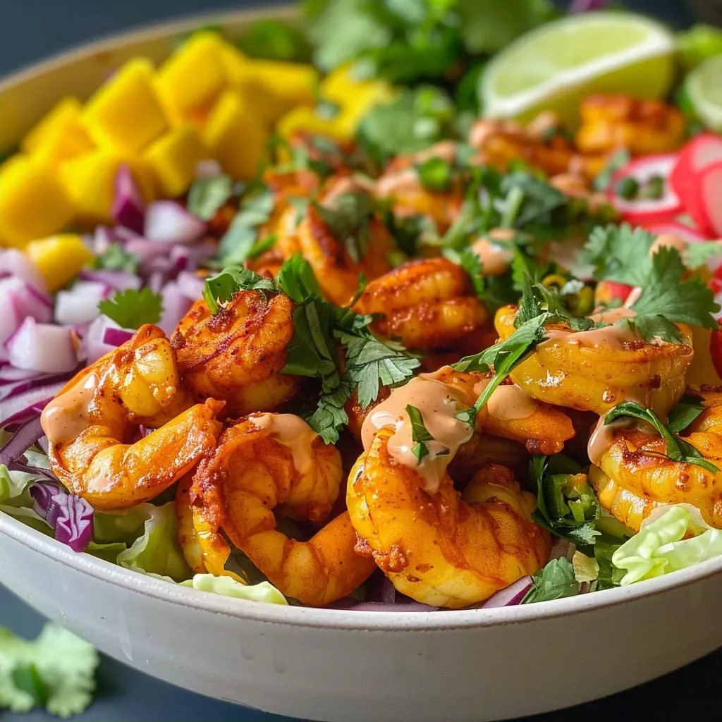['A close-up side view of Paleo Chipotle Shrimp Lettuce Wraps filled with colorful ingredients.', 'Juicy shrimp wrapped in butter lettuce, garnished with mango and cilantro sauce.', 'A vibrant display of shrimp and vegetables in lettuce, drizzled with a mango sauce.', 'Fresh and colorful Paleo Chipotle Shrimp Lettuce Wraps on a plate.']