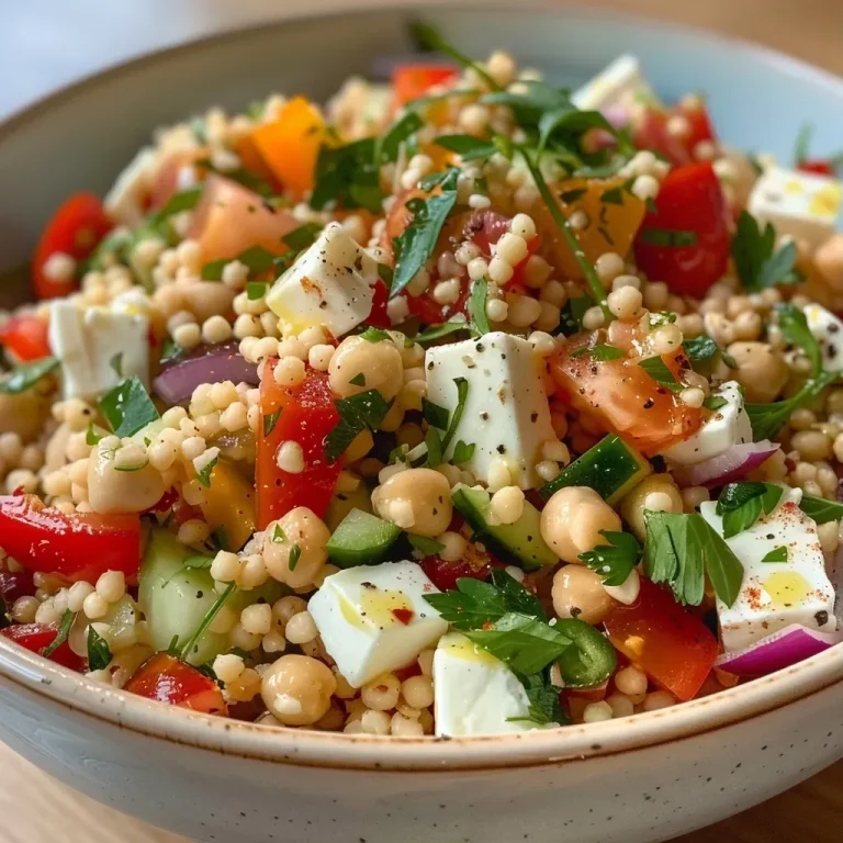 ['Close-up view of a vibrant couscous salad featuring chickpeas, feta cheese, and fresh herbs.', 'Side view of a colorful protein-rich couscous salad garnished with parsley and spices.', 'Juicy couscous salad with chickpeas and feta, showcasing a medley of fresh ingredients.', 'Detailed shot of a couscous salad with chickpeas, olive oil, and a sprinkle of cumin.']