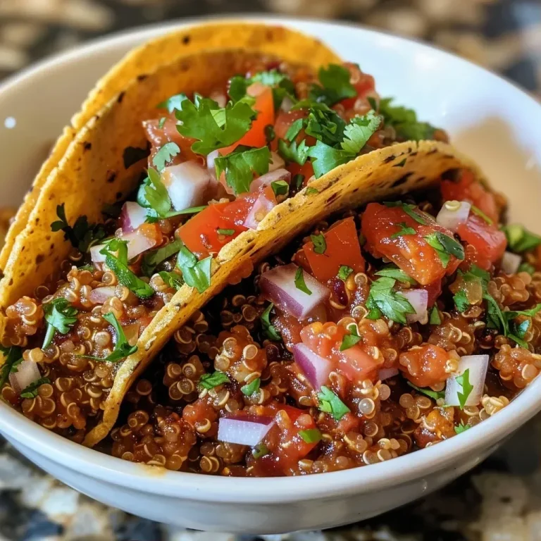 ['A close-up view of quinoa taco meat with a rich texture.', 'Juicy quinoa taco filling made with spices and vegetables.', 'A vibrant serving of quinoa taco meat on a plate.', 'Delicious quinoa taco mixture displayed in a bowl.']