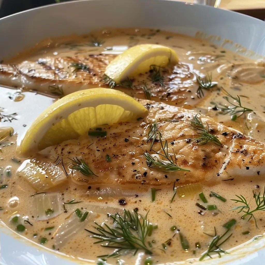 ['Close-up view of Schwedische Sommersuppe with salmon, potatoes, and leeks.', 'Side view of a bowl of Schwedische Sommersuppe showcasing creamy texture and fresh herbs.', 'Juicy Schwedische Sommersuppe displayed with visible chunks of salmon and vegetables.', 'Delicate presentation of Schwedische Sommersuppe highlighting its vibrant colors and ingredients.']