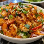 ['Close-up view of a colorful Spicy Thai Shrimp Salad with vibrant greens and shrimp.', 'Side view of a fresh Spicy Thai Shrimp Salad featuring shrimp, vegetables, and a zesty dressing.', 'Detailed shot of a Spicy Thai Shrimp Salad with shrimp, herbs, and a spicy sauce.', 'Juicy Spicy Thai Shrimp Salad arranged beautifully with an assortment of fresh ingredients.']