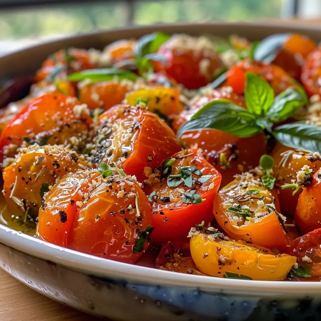 Close-up view of a plate of Tomatenreis with garnishes.