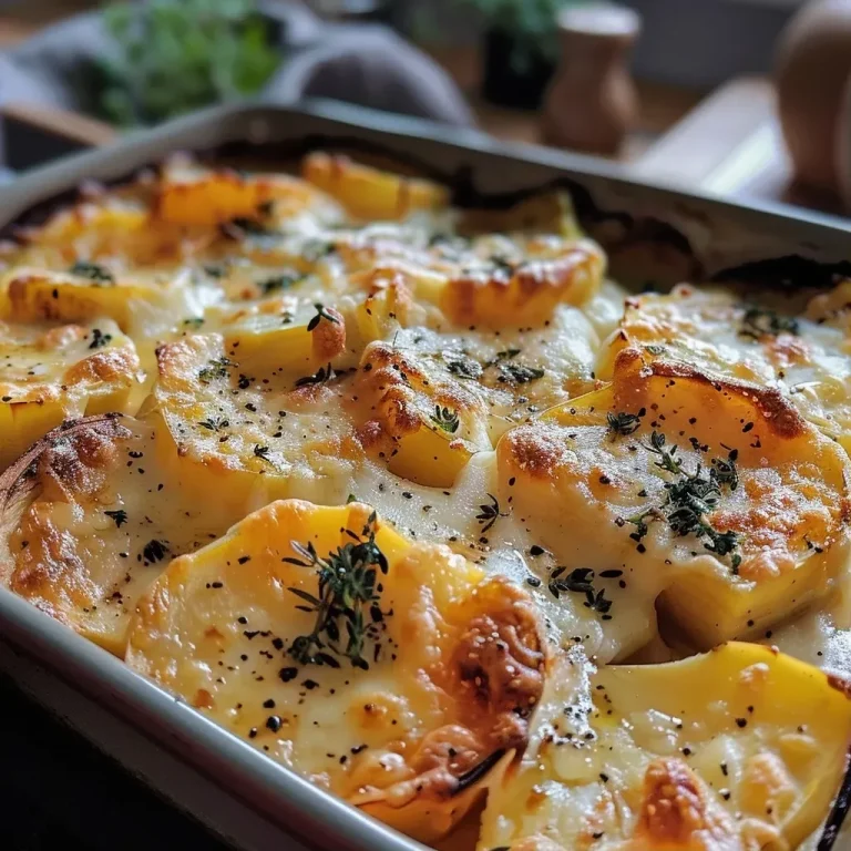 ['Close-up of a creamy potato gratin with cheese and onions.', 'Side view of layered potato gratin topped with melted cheese.', 'Juicy Überbackenes Kartoffelgratin with golden crust and visible ingredients.', 'Delicious potato gratin served in a baking dish, revealing its rich, cheesy layers.']