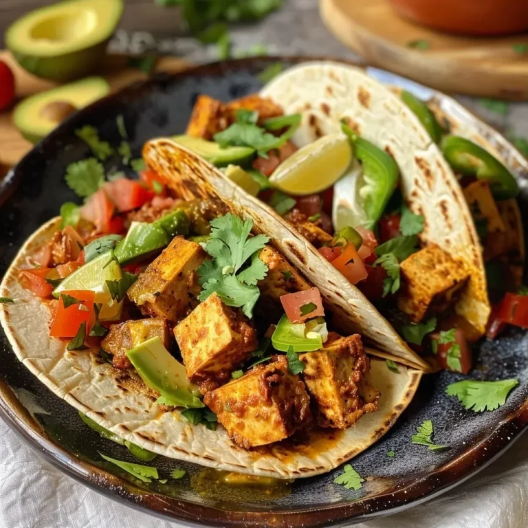 ['Close-up view of juicy vegetarian tacos filled with tofu and fresh ingredients.', 'Side view of vibrant vegetarian tacos showcasing avocado, tomato, and toppings.', 'Delicious vegetarian tacos with visible ingredients like tofu, cilantro, and onions.', 'Appetizing shot of vegetarian tacos with colorful fillings and garnishes.']