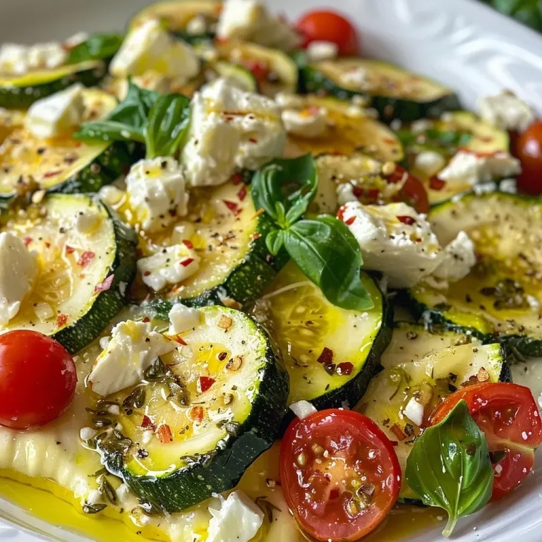 ['A close-up side view of a serving of Zucchini Feta Pfanne, showcasing vibrant zucchini and feta cheese.', 'Juicy Zucchini Feta Pfanne in a skillet, highlighting fresh ingredients like cherry tomatoes and herbs.', 'A colorful dish featuring sautéed zucchini, crumbled feta, and cherry tomatoes, garnished with fresh herbs.', 'Side view of a delicious Zucchini Feta Pfanne, emphasizing its rich textures and vibrant colors.']