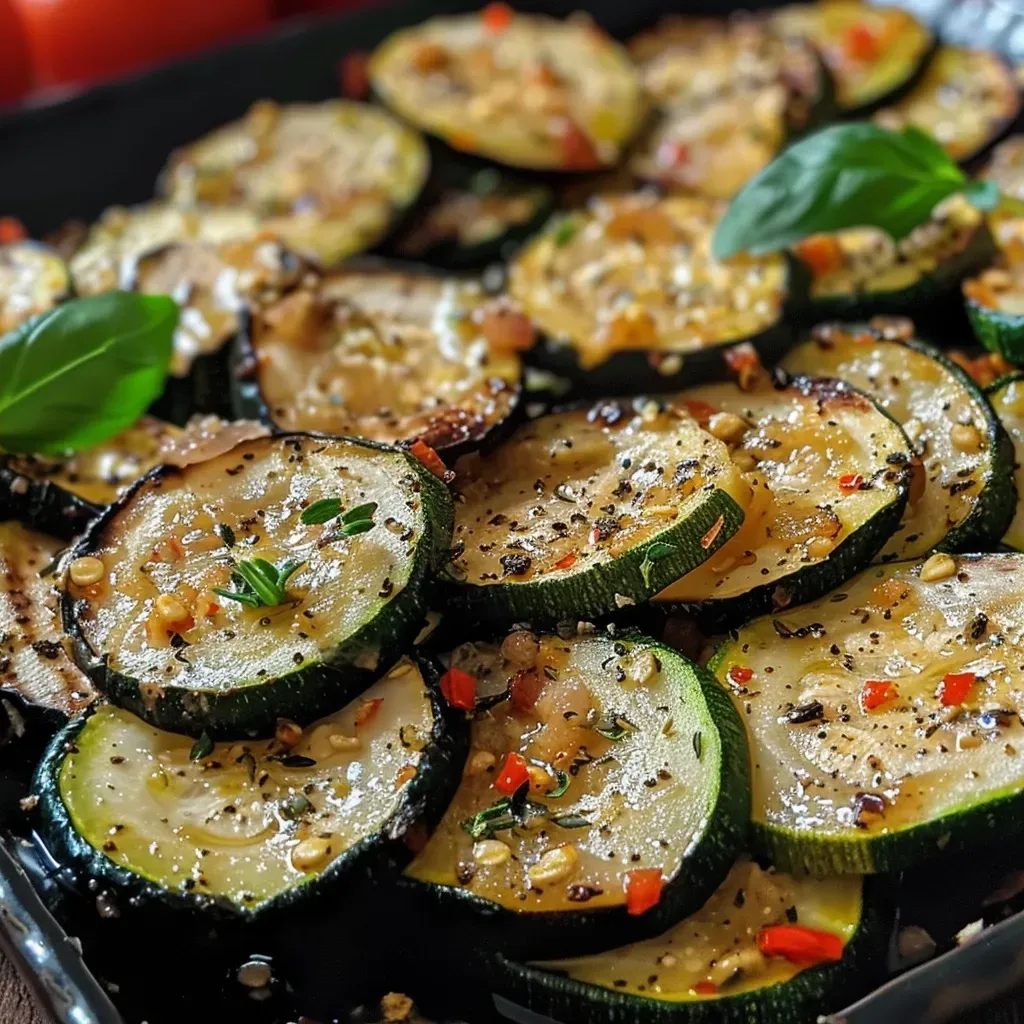 ['Close-up view of a colorful zucchini and chickpea stir-fry garnished with herbs.', 'A vibrant dish featuring sautéed zucchini, chickpeas, and bell peppers in a bowl.', 'Detailed look at a cooked zucchini and chickpea mix with visible garlic and spices.', 'Side view of a delicious vegetarian dish with zucchini, chickpeas, and tomatoes.']