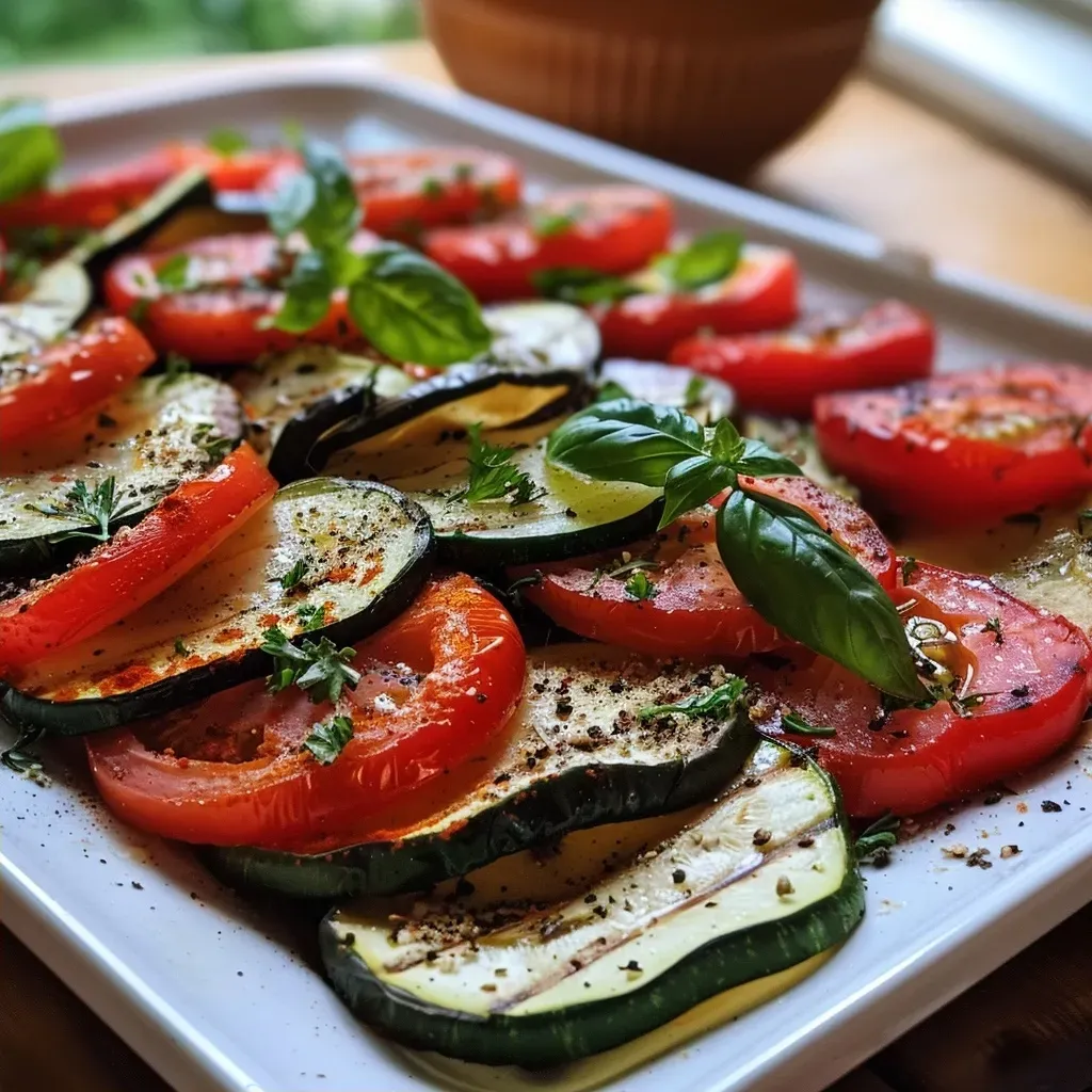 A close-up view of Zucchini-Tomaten-Reis, showcasing the vibrant ingredients and textures.