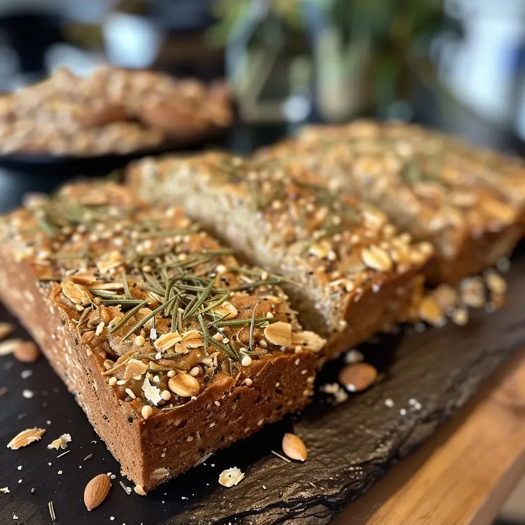 ['Side view of a golden-brown, fluffy 2-Minuten-Protein-Brot on a rustic wooden table.', 'A close-up shot of freshly baked protein bread, showcasing its texture and crust.', 'The delicious 2-Minuten-Protein-Brot, sliced to reveal its moist interior and inviting color.', 'A vibrant display of homemade protein bread, highlighting its wholesome ingredients and appealing shape.']