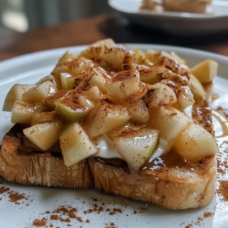 ['Close-up view of delicious apple pie toast topped with cinnamon apples and yogurt.', 'Side view of a toast slice featuring warm spiced apple filling and creamy yogurt.', 'Appetizing apple pie toast with diced apples, almond butter, and cinnamon on a toasted slice of bread.', 'Tasty apple pie toast garnished with plain yogurt and a drizzle of almond butter on a golden toast.']