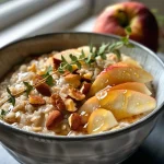 ['A close-up view of a bowl of Apfel-Zimt-Porridge topped with apple slices and a sprinkle of cinnamon.', 'Side shot of steaming Apfel-Zimt-Porridge in a white bowl, garnished with fresh apple pieces and a dash of cinnamon.', 'Close-up of a creamy bowl of Apfel-Zimt-Porridge with visible apple chunks and a hint of cinnamon.', 'Detailed view of Apfel-Zimt-Porridge showing texture, topped with sliced apples and a cinnamon sprinkle.']