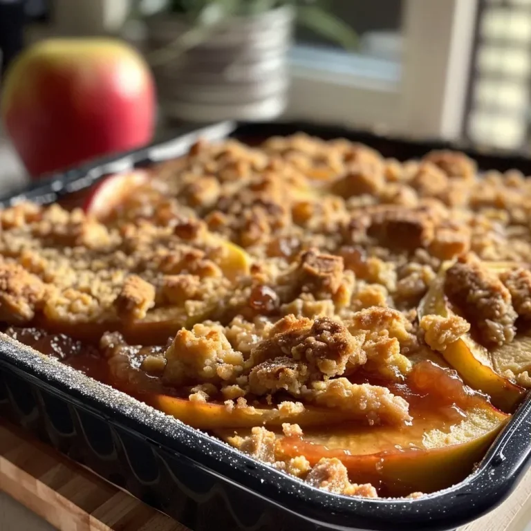 ['Close-up shot of a warm Apfelcrumble topped with caramelized walnuts.', 'Side view of freshly baked Apfelcrumble with a crispy topping and walnuts.', 'Juicy apple crumble topped with caramelized walnuts in a dish.', 'Delicious Apfelcrumble with a crunchy topping and walnut pieces.']
