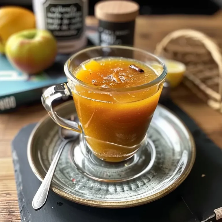 ['Close-up view of a bowl of homemade Apfelkompott with visible apple chunks.', 'Side view of a glass filled with warm Apfelkompott, garnished with a sprinkle of cinnamon.', 'Juicy apple compote in a clear dish, showcasing its texture and vibrant color.', 'A bowl of Apfelkompott with a spoon, highlighting the deliciousness of the dish.']
