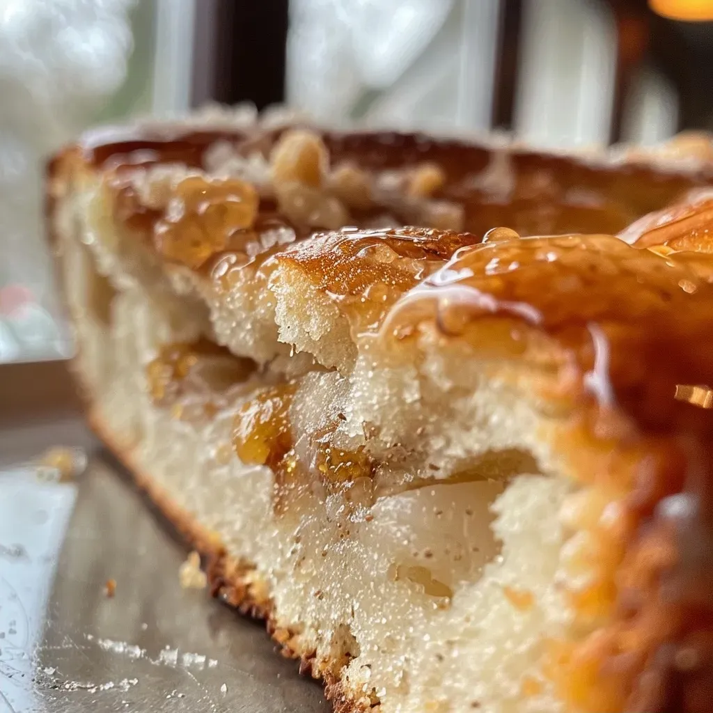 ['A close-up side view of a juicy Birnen-Auflauf with caramelized pear slices and a golden-brown top.', 'A delicious slice of pear casserole, featuring a soft texture and glistening honey glaze.', 'A side angle of Birnen-Auflauf showing layers of baked pears and a dusting of powdered sugar.', 'A close-up image capturing the rich, moist interior of a pear pudding with hints of almond.']