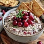 ['A close-up side view of a creamy cranberry dip in a bowl.', 'A detailed shot displaying a vibrant cranberry dip with a smooth texture.', 'A side view of cranberry dip, highlighting its rich color and creamy consistency.', 'Close-up image of a luscious cranberry dip in a rustic bowl on a wooden table.']