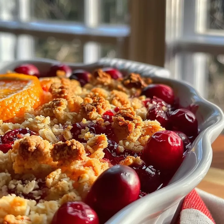 ['Close-up view of a delicious cranberry crumble with a golden crust.', 'Side view of a freshly baked cranberry crumble, showcasing its juicy filling.', 'Juicy cranberry crumble topped with a crispy oat and flour mixture.', 'Detailed shot of a cranberry crumble dessert, highlighting its texture and ingredients.']