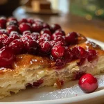 ['Close-up view of a delicious Cranberry Hähnchenpfanne garnished with fresh herbs.', 'Juicy chicken breast slices with cranberries in a vibrant skillet, showcasing rich colors.', 'Side angle of a pan filled with Cranberry Hähnchenpfanne, featuring glistening chicken and red berries.', 'Detailed shot of a savory chicken dish with cranberries and herbs in a modern kitchen setting.']