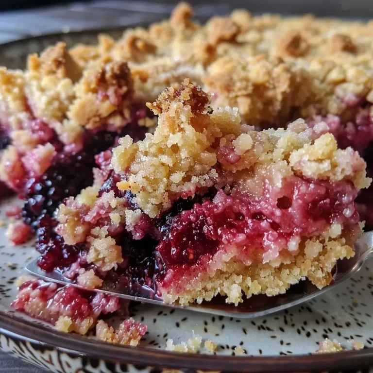 ['Close-up view of a juicy blackberry crumble in a baking dish.', 'Side view of a delicious blackberry crumble topped with golden crust.', 'Freshly baked blackberry crumble, showcasing crispy topping and dark berries.', 'Detailed shot of a blackberry crumble, highlighting its flaky texture and fruit filling.']