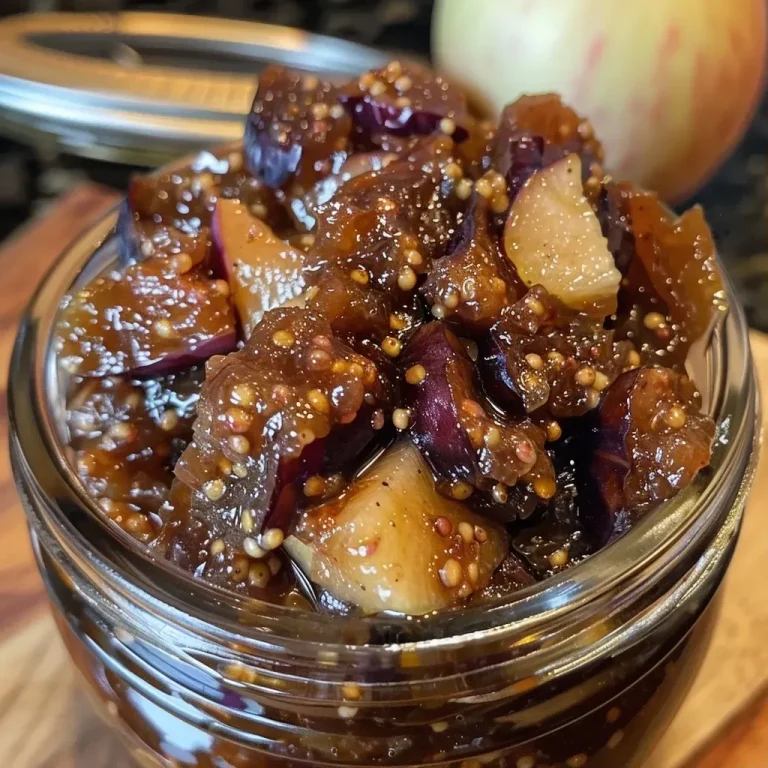 ['Close-up of a bowl of fig chutney with a chunky texture and visible ingredients.', 'Side view of delicious fig chutney with figs and spices highlighted.', 'Juicy fig chutney shown in a bowl, emphasizing the rich color and ingredients.', 'Textured fig chutney in a dish, showcasing the blend of figs, spices, and onions.']