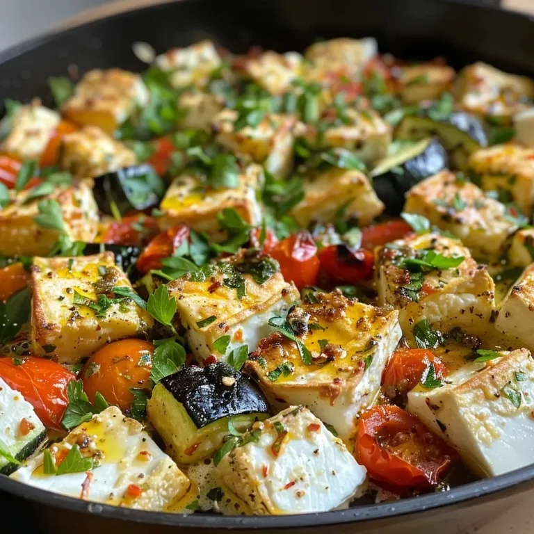 ['Close-up view of roasted potato and vegetable dish topped with crumbled feta cheese.', 'Juicy and colorful Feta Kartoffel Ofengemüse with chickpeas and fresh herbs.', 'Side view of a baked vegetable medley featuring potatoes, peppers, and feta cheese.', 'Delicious roasted vegetable plate with chickpeas, feta, and vibrant colors.']
