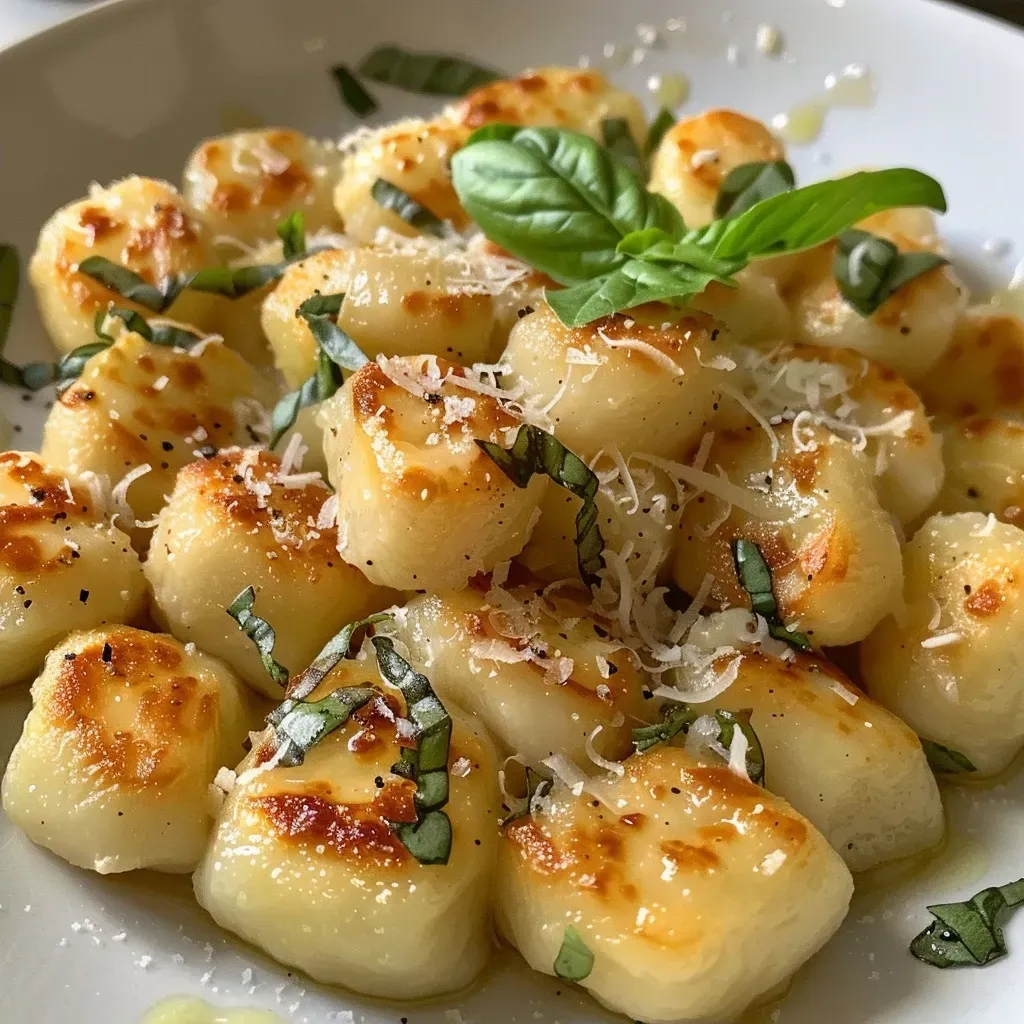 ['Close-up of golden-brown fried gnocchi with caramelized cauliflower and herbs.', 'A delicious plate of pan-fried gnocchi with roasted cauliflower florets.', 'Juicy fried gnocchi topped with caramelized cauliflower and garnished with parsley.', 'Side view of crispy gnocchi served with cauliflower and a sprinkle of parmesan.']