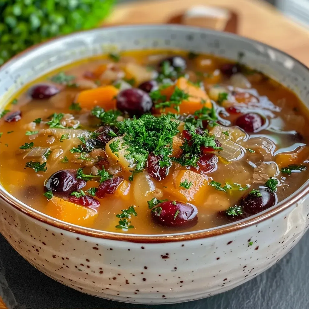 ['A close-up view of a bowl of roasted Brussels sprouts soup topped with caramelized pecans and cranberries.', 'Side view of a creamy Brussels sprouts soup garnished with crunchy pecans and red cranberries.', 'Juicy, green Brussels sprouts soup with a drizzle of cream and colorful toppings of pecans and cranberries.', 'Velvety Brussels sprouts soup served in a bowl, decorated with caramelized nuts and dried cranberries.']