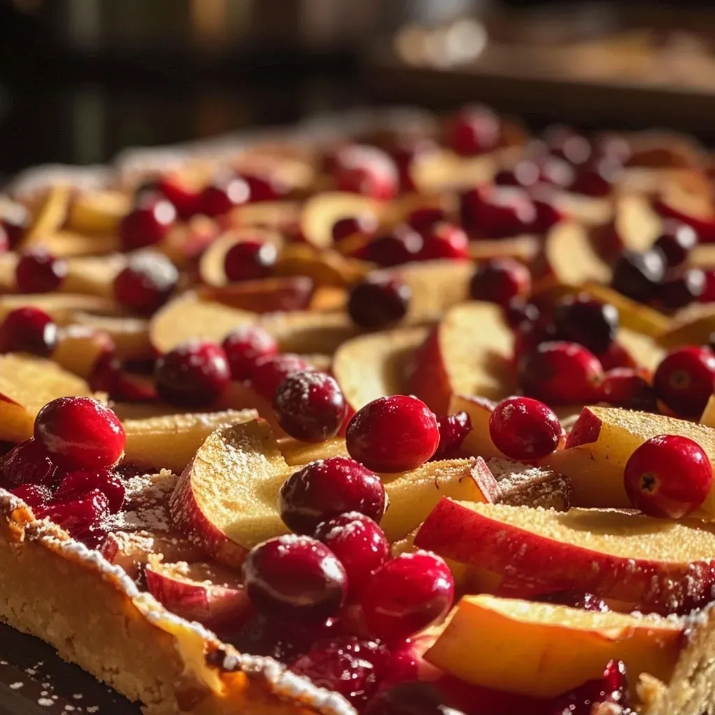 ['Close-up of a slice of cranberry apple pie with a golden crust and glossy filling.', 'Side view of a freshly baked cranberry apple pie showcasing its juicy filling and flaky crust.', 'A delicious slice of cranberry apple pie positioned on a plate, highlighting apple and cranberry layers.', 'Detailed view of a healthy cranberry apple pie, emphasizing its ingredients and texture.']