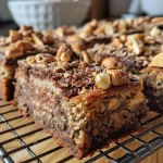 ['A close-up side view of a gluten-free chocolate chestnut hazelnut cake topped with glossy chocolate glaze.', 'Sliced gluten-free Maronen-Haselnusskuchen showcasing rich textures and chocolate chips.', 'Detailed side view of a gluten-free cake made with chestnut puree and hazelnuts, drizzled in chocolate.', 'Juicy, decadent gluten-free hazelnut and chocolate cake featuring a soft texture and glistening chocolate topping.']