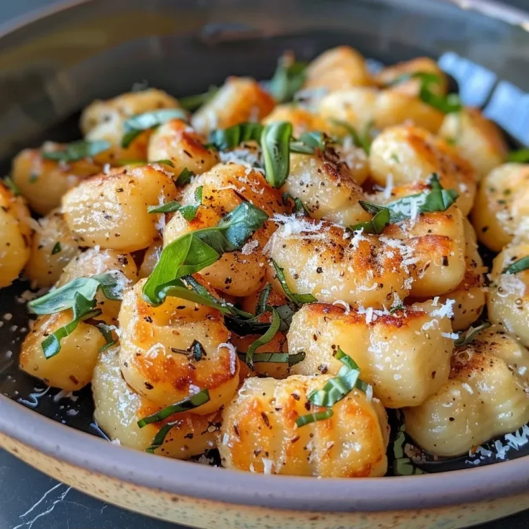 ['Close-up of juicy Gnocchi with brown butter, sage, and Parmesan from the side.', 'Detailed view of Gnocchi plated with melted butter and fresh sage, sprinkled with Parmesan.', 'Side shot of Gnocchi topped with brown butter and sage leaves, showcasing textures and colors.', 'Gnocchi garnished with Parmesan and sage, highlighting a warm, inviting dish.']