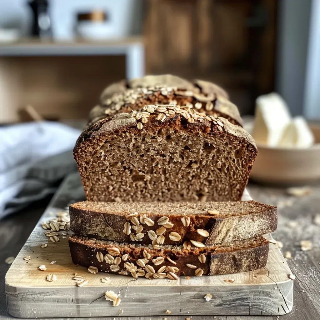 Close-up of a loaf of Haselnussbrot showcasing its texture and crust.