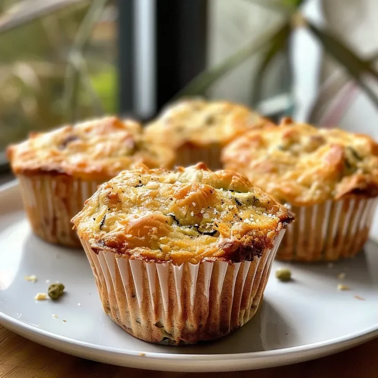 ['Close-up of savory protein muffins with visible chunks of chicken, cheese, and vegetables.', 'Side view of protein muffins showcasing a golden-brown crust and colorful ingredients.', 'Juicy protein muffins with a texture highlighting cottage cheese and peppers.', 'Delicious protein muffins with a moist interior and toppings of cheese and zucchini.']